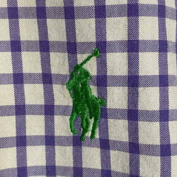 Ralph Lauren Mens Button Up Shirt Size XL Pony Custom Fit Purple Plaid Preppy - Picture 3 of 9